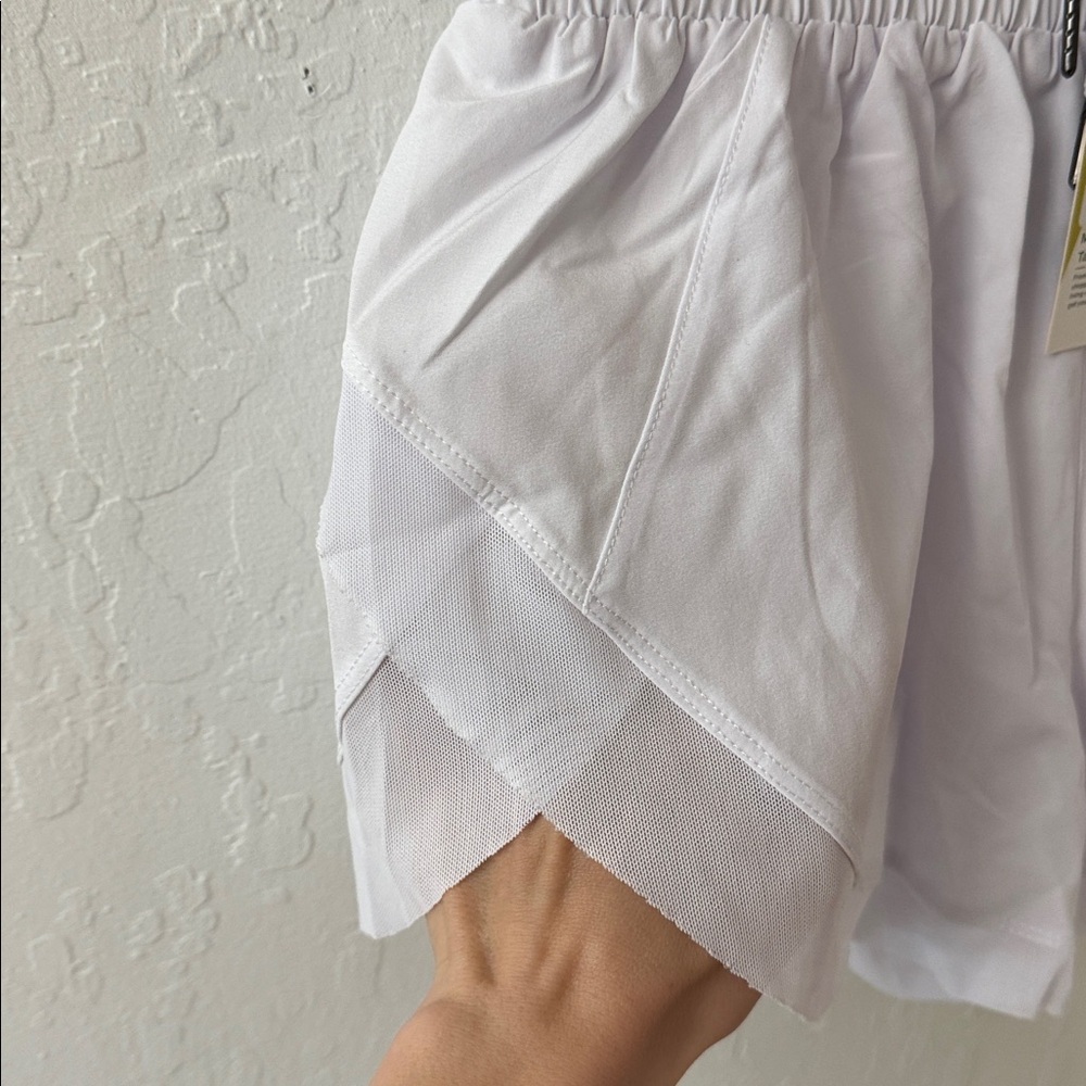 Halara White Running Shorts Mesh Crossover Medium NWT - Picture 3 of 4